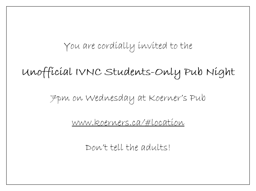 Invitation to the pub night